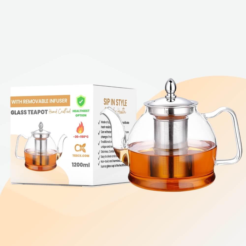 Elegant Glass Tea Kettle with stainless steel infuser