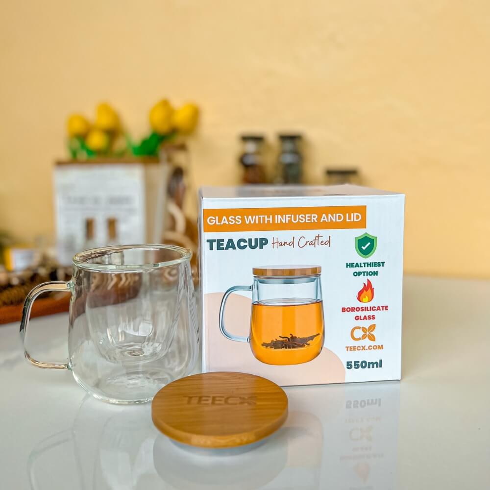 New Leaf Glass Tea Mug with Infuser
