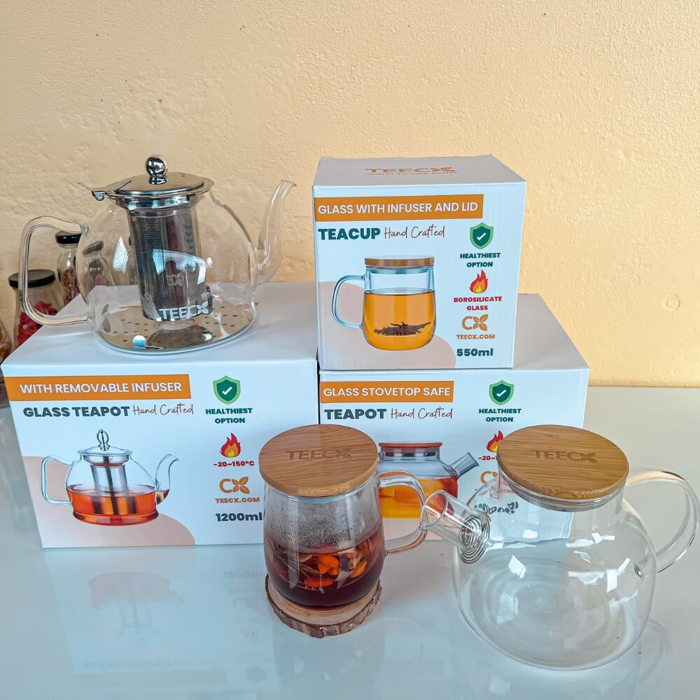 Glass Teapot Stovetop 40 OZ/1200ml, Borosilicate Clear Tea Kettle with  Remova